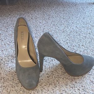 Grey suede pumps
